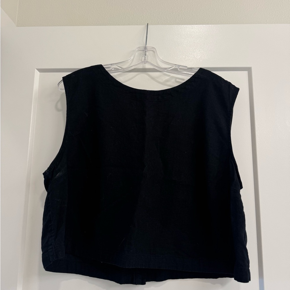 Linen Black Sleeveless Tank Top